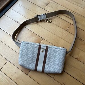 Michael Kors Cream and Brown Belt Bag